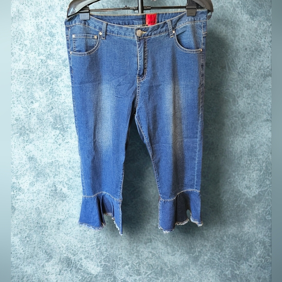 Flare Ruffly Bottom Jeans - Picture 1 of 3